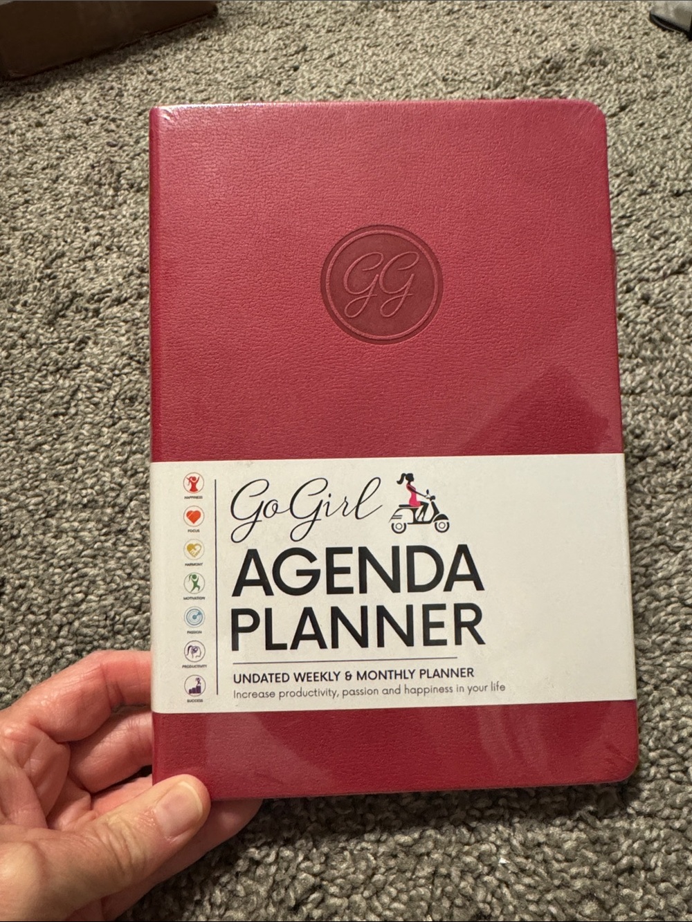 GoGirl Hot Pink Agenda Planner — Undated Weekly & Monthly Organizer New